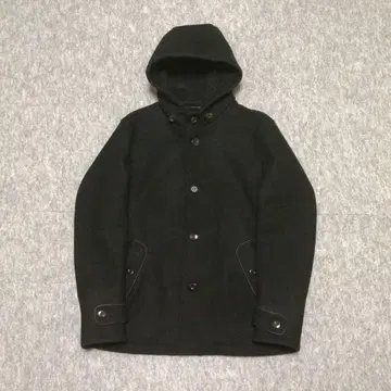 UNITED ARROWS 울 코트 블랙 천연 가죽 사용 두께감 Y2K