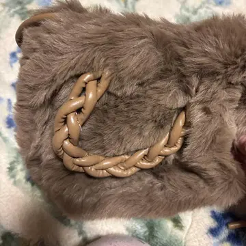 퍼 숄더백 그레이 뜨개질 핸들