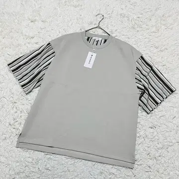 [더 샵 티케이] 크루넥 T셔츠 보더 스트레치 그레이 L