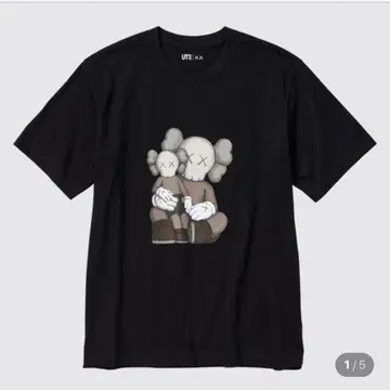 ユニクロカウスコラボUTブラックプリント共用Tシャツ