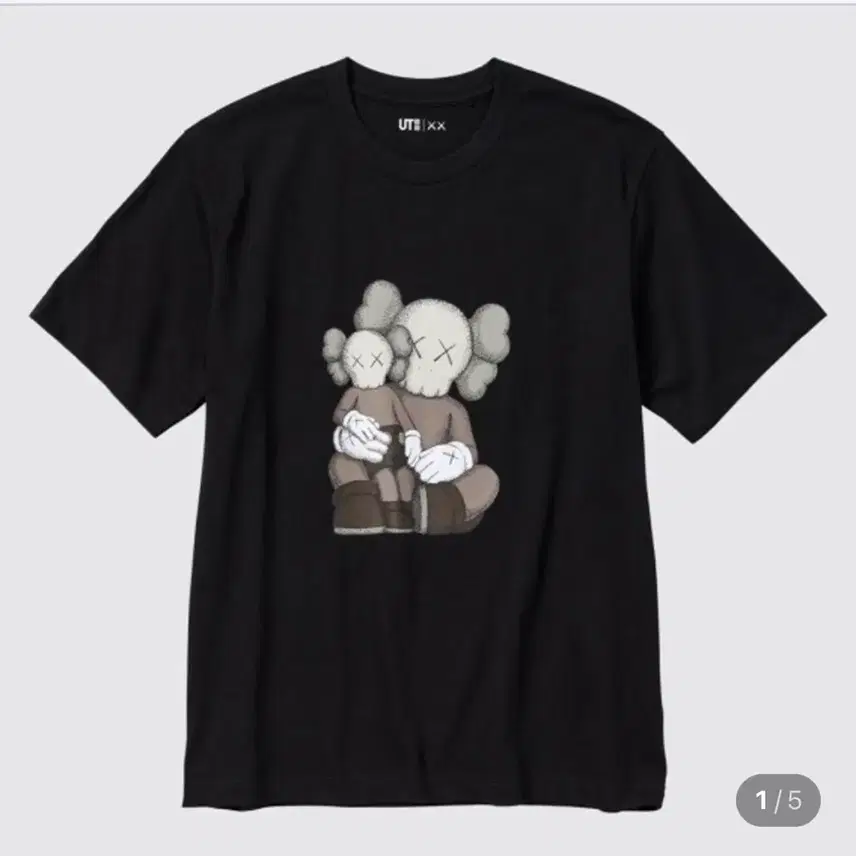 ユニクロカウスコラボUTブラックプリント共用 Tシャツ