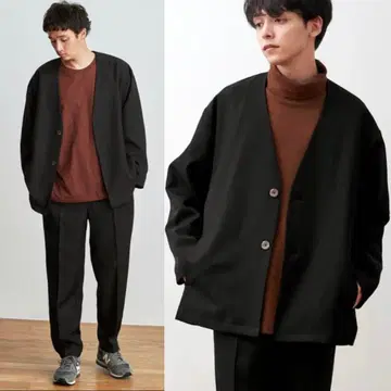 MONO-MART 빅 실루엣 노카라 자켓 & 팬츠 셋업