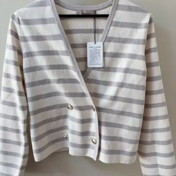 [미사용] 스트라이프 V넥 긴팔 가디건