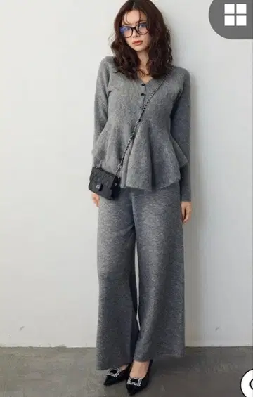 미라인 페플럼 니트 셋업 그레이 / 플라네 좋아하는 사람!