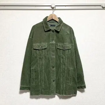 ZARA 코듀로이 자켓 카키 오버 사이즈 셔츠 자켓 M