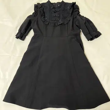 블랙 레이스 장식 미니 원피스 반팔