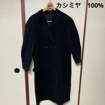 블랙 캐시미어 100% 롱 코트