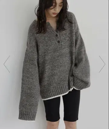 [hellam] 바이컬러 헨리넥 믹스 니트