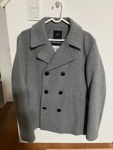 RAGEBLUE 그레이 더블 브레스트 피 코트 L