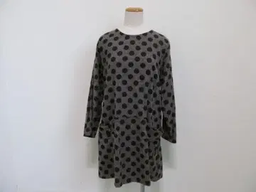 도트 무늬 그레이 긴팔 튜닉