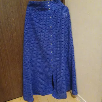 블루 레이스 플레어 스커트 버튼 포함 파랑 여름용 rose bud