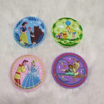 디즈니 자수 캔뱃지 4개 세트