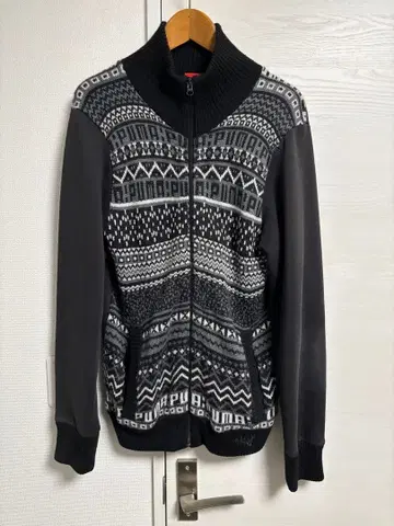 PUMA 집업 니트 블랙 그레이