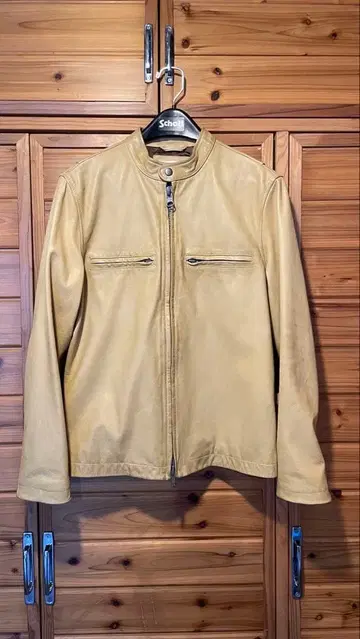 TODD SNYDER 싱글 라이더 가죽 자켓 베이지 S