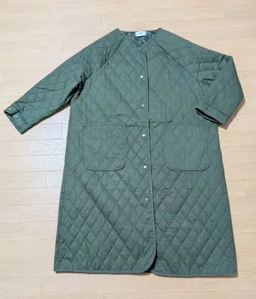 HUG.U 하그유 퀼팅 롱 코트 충전솜 아우터 카키