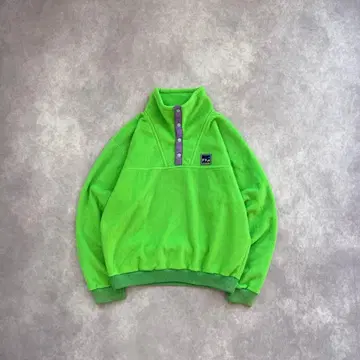 90s fox fire 플리스 자켓 하프 스냅 형광 그린