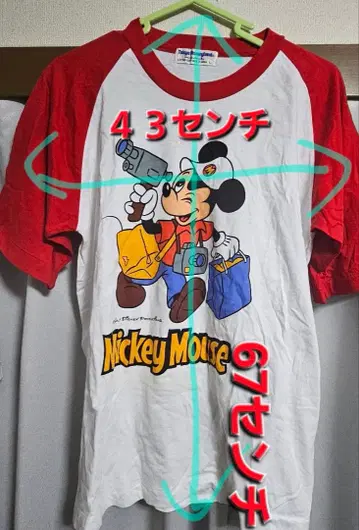 디즈니랜드 미키마우스 티셔츠 레트로 빨간색 메이드 인 재팬