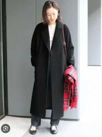 SLOBE IENA/SUPER100 롱 코트/울 100/블랙