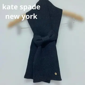 케이트 스페이드 뉴욕 니트 머플러 솔리드 보우 스카프 모 블랙 L