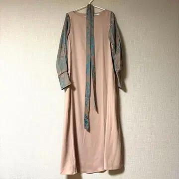 KAIEKA/Flower Sleeve Dress/Pink Beige