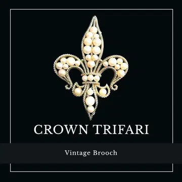 CROWN TRIFARI 백합 문장 플뢰르 드 리스 펄 브로치