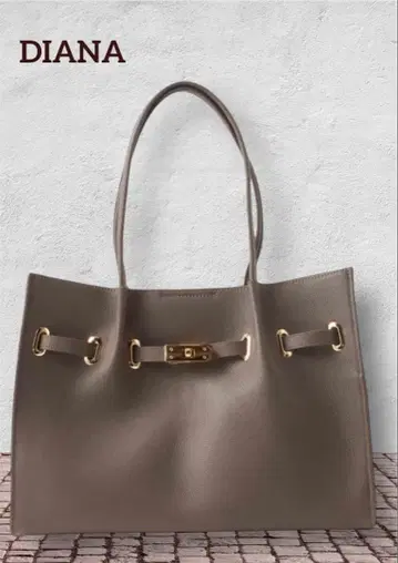 DIANA 다이애나 베이지 가죽 토트백 핸드백 천연 가죽 경량
