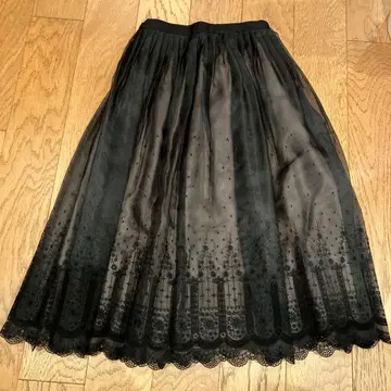 택 포함 새상품 폭시 레이스 자수 플레어 스커트