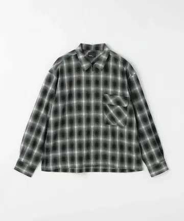 UNITED ARROWS 옴브레 체크 지퍼 긴팔 셔츠 사이즈 L