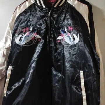 자수 잉어 디자인 스카잔 블랙 화이트 미사용품