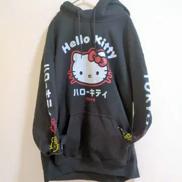 레어 Hello Kitty 블랙 후드티 M 헬로키티 산리오