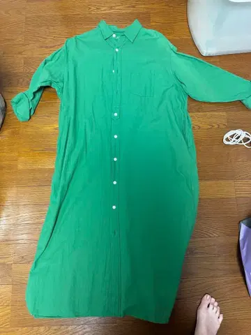 BEAMS BOY 그린 롱 셔츠