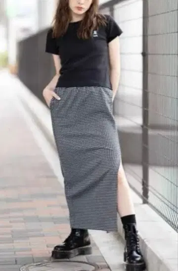 X-girl GINGHAM EASY SKIRT 블랙 M