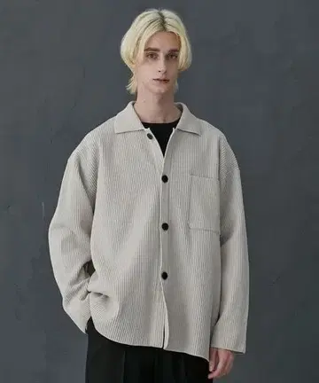 PUBLIC TOKYO 플리츠 니트 셔츠 베이지 S~M 상당