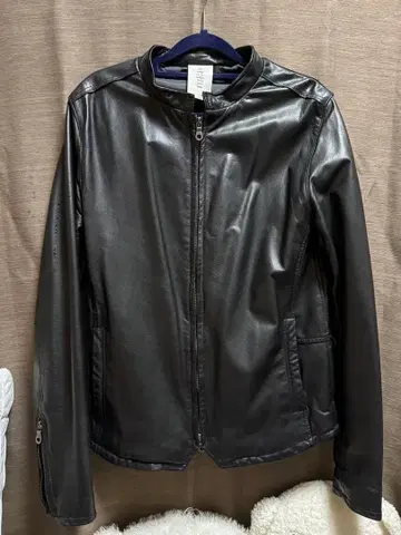 블랙 가죽 싱글 라이더 자켓