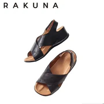 M 사이즈 와이즈 3E RAKUNA 정골 크로스 벨트 샌들 블랙