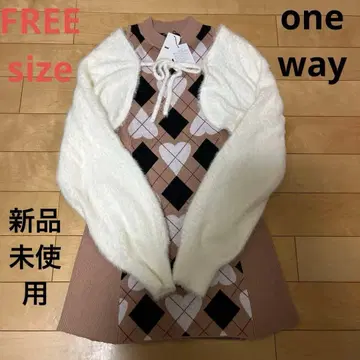 미사용 새상품 oneway 하트&다이아 무늬 타이트 원피스 볼레로 포함