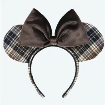 미키 모양 머리띠 체크 무늬