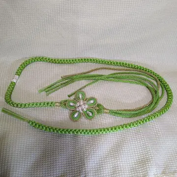 [ 새상품 ] 후리소데용 허리띠 옐로우 그린 색상 장식 꽃