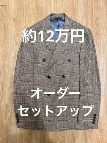 HARRISONS 더블 브레스트 브라운 계열 체크 셋업