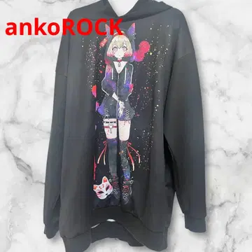 ankoROCK 귀 달린 후드티 블랙 프리 사이즈