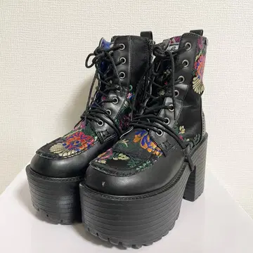 YOSUKE 일본풍 패턴 부츠 블랙 M 사이즈