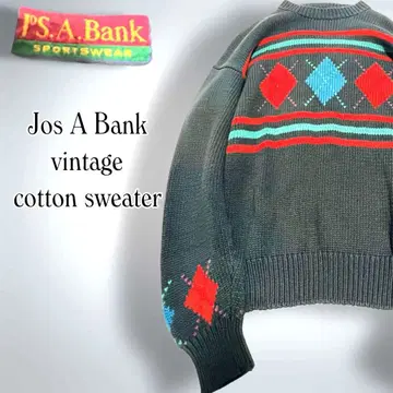 Jos A Bank 빈티지 아가일 무늬 네이비 오버 사이즈