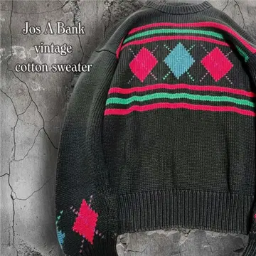 Jos A Bank 빈티지 아가일 무늬 네이비 오버 사이즈