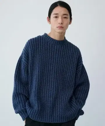 PUBLIC TOKYO 로우 게이지 빅 볼륨 니트 블루 프리 사이즈