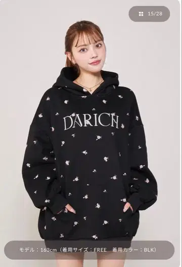 플라워 자수 빅 후디 BLK