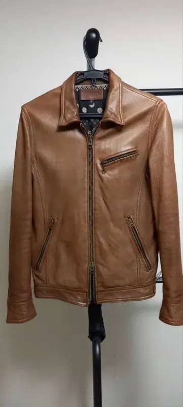 브라운 싱글 라이더 자켓