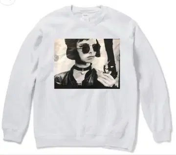 남녀 공용 영화 레온 마틸다 포토 프린트 맨투맨/화이트