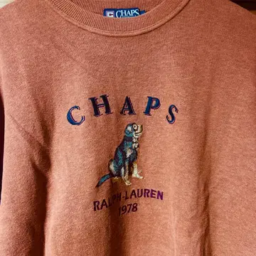 CHAPS 강아지 자수 크루넥 맨투맨 오렌지 2L
