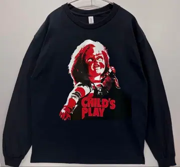 남녀 공용 차일드 플레이 처키 긴팔 티셔츠 / 블랙