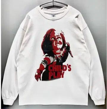 남녀 공용 차일드 플레이 처키 롱 T 긴팔 티셔츠/화이트